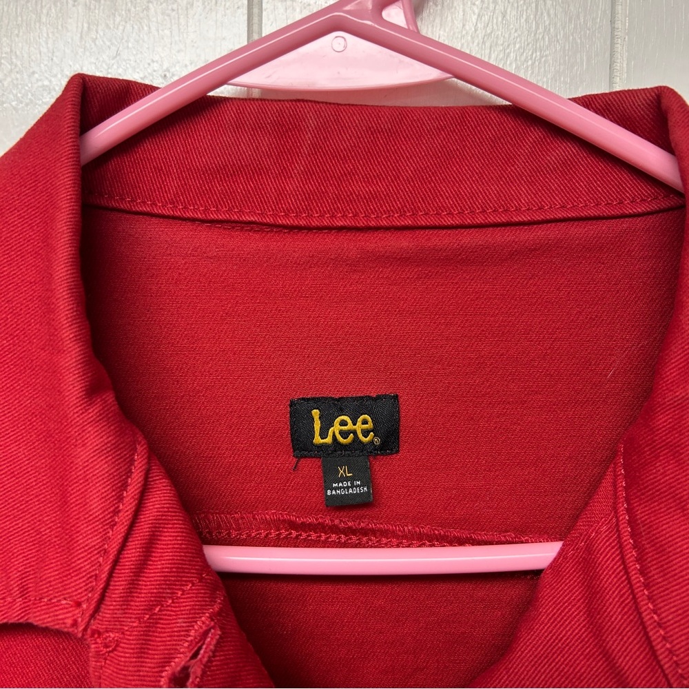 Lee Red Denim Jacket Extra Large - image 6